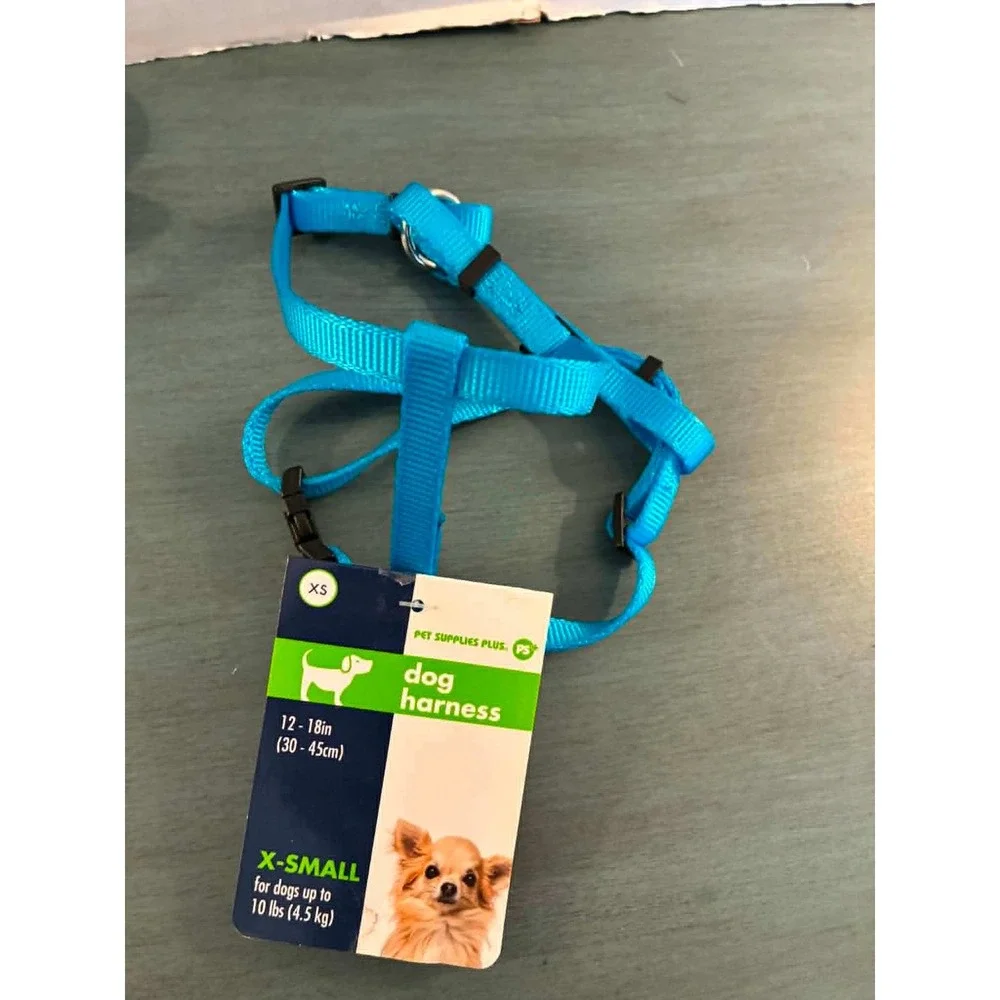 Pet Supplies Plus Dog Leash Harness Bundle XS Blue Chevron NWT 3pc Set